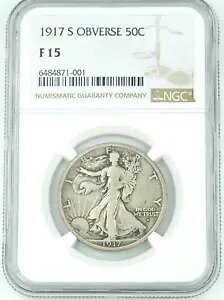 1917-S NGC F15 �E�H�[�L���O ���o�e�B �V���o�[ �n�[�t�_���[