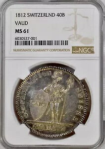 1812 R �X�C�X �X�C�X ���H�[�B �V���o�[ 40 �o�b�c�F�� NGC MS61 2485 �������A