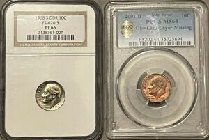 1968-S DDR Proof Dime NGC PF66 ����� 2001 Obv Clad Layer �̌��� PCGS MS64 /�G���[