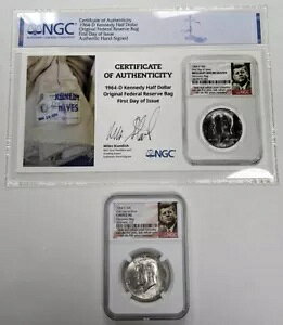 1964 D �P�l�f�B �n�[�t�_���[ - NGC Choice BU Discovery Bag �X�^���f�B�b�V���������� COA