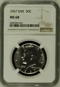 :1967 SMS 50C Kennedy Half Dollar NGC Ultra Superb BU MS 68 Rare R3 High Grades