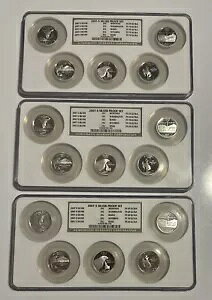 ロット 3- 2007 S NGC PF69-70 ウルトラ カメオ シルバー プルーフ 5 コイン クォーター セット 25C