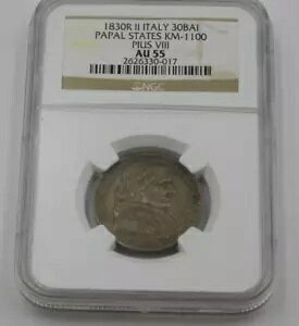 1830 R II ITALY 30BAI c KM-1100 PIUS VII NGC AU 55 (FGD 15)