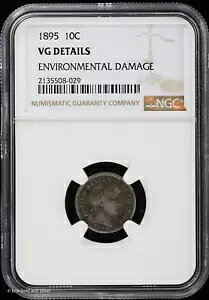 1895 10C バーバー ダイム NGC VG 詳細 |とても良い