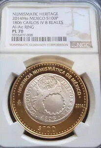 2014 Mo ���L�V�R $100 �y�\ �V���o�[ 1806 �J�����X 1V 8 Reales-Al-Ae �����O NGC PL70