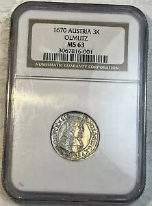 1670 �I�[�X�g���A �V���o�[ 3 �N���C�c�@�[ �I�����b�c NGC �F�� MS 63 �R�C�� 2 �Ԗڂɍō���