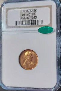 1936-S GEM UNC J[ EB[g 1c Zg yj[ O[h NGC MS66 RD CAC