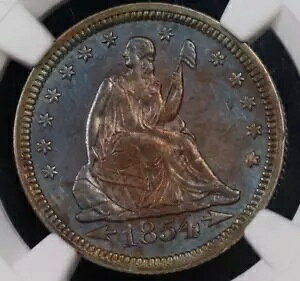 1854 25C �V�[�e�b�h ���o�e�B �V���o�[ �N�H�[�^�[�h�� NGC AU UNC �J���[�g�[���^�C�v�ɂ���