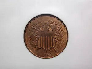 1864�N �g�D�[�Z���g�s�[�X LARGE MOTTO 2c NGC MS64 RB #001 OBSOLETE ECC&C, Inc.