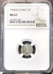 1906 �`�� �V���o�[ 5 CENTAVOS 5C DEFIANT CONDOR NGC MS 67 ���Ɋ󏭂ȃg�b�v �|�b�v