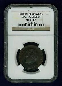 tXa 1816 N 5 Z`[guGbZCvA & F NGC MS61-BN