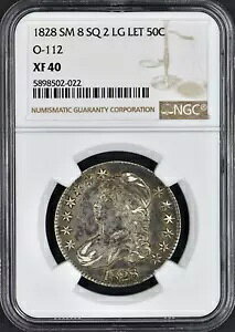 1828 �o�X�g �n�[�t�_���[ SM 8 SQ 2 LG LET 50C O-112 XF4O NGC Coingiants