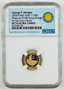 1876 �N�t�� �W���[�W T. ���[�K�� 1/10 �S�[���h�v���C�x�[�g�C�V���[���_�� NGC PF70 UC �W�F�� C1408