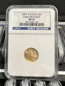 2007 W $5 ゴールド アメリカン イーグル 1/10 オンス NGC MS 69 初期リリース