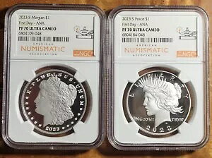 2023 S MORGAN & PEACE �V���o�[�_���[ NGC PF70 UC 2�{�Z�b�g�FANA��������