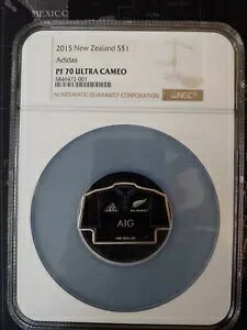 ニュージーランド 2015 1 オンス シルバー プルーフ コイン ラグビー オール ブラックス ジャージ NGC PR70 1of1