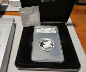 2014-P PCGS オーストラリア $8 オナガワシ PF69 サイン入りラベル 箱付き 5オンス。レア