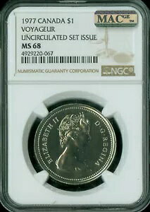 1977 付属ジュエル SWL カナダ $1 ドル NGC MS68 PQ 2ND FINEST MAC スポットレス *