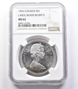 MS62 1965 �J�i�_ �V���o�[ $1 ���[�W �r�[�Y �u�����g 5 NGC �������g�[�� ���o�[�X *5336