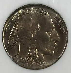 1929年バッファローニッケル。 .05。 NGC MS65。魅力的。