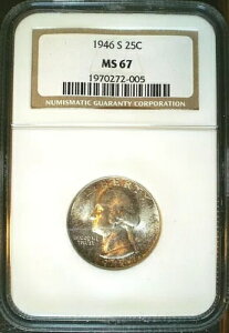 1946 S 25C ���V���g�� �N�H�[�^�[ NGC MS 67 �f���炵����΂̉s���X�g���C�N�A�قڊ���
