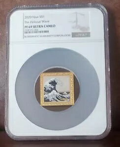 2020 NGC PF 69 NIUE 1oz �V���o�[ $1 �uTHE HOKUSAI WAVE�v�E���g���J���I