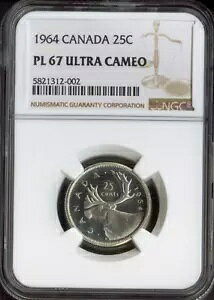 1964 Ji_ 25 Zg Vo[ 25C NGC PL67 Eg JIi