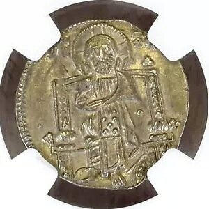 ヴェネツィア イタリア 1289-1311 シルバー グロッソ ピエトロ グラデニーゴ NGC AU 58