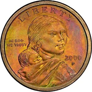 2000 P �T�J�K�E�B�A �h�� NGC MS65 ���C���{�[ �g�[�������ȐF�_�u�� �g�[�j���O