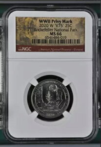 2020 W �}�[�V�� �r�����O�X ���b�N�t�F���[ �N�H�[�^�[ 25c NGC MS 66 �v���r�[ �}�[�N V75