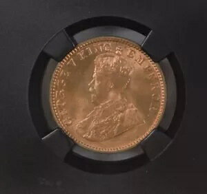 1936 C KG V British India 1/4 Anna Black Core-NGC Graded MS 67 RD