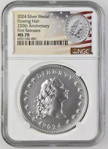 2024 Silver Flowing Hair 230Th Anniv Medal NGC MS70 񃊃[X (COA+BOX t)