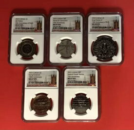 2023年-イギリス-未流通コイン5枚セット、NGC MS 65-68によるグレード。