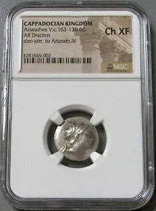 IO 163 ` 130 N MV JbphLA AR DRACHM ARIARATHES V NGC CHOICE XF