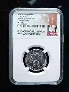 2020-W 25c �A�����J�� �T���A �p�[�N V75 ��񎟐��E���v�����B - NGC MS67 ���������[�X