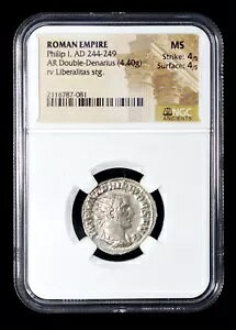 NGC MS 4/5 - 4/5 AD 244 ���[�}�鍑 �t�B���b�v 1 �� AR �A���g�j�j�A�k�X (22mm�A4.40gm�A6h)
