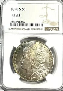 1878-S ���[�K�� �V���o�[ �h�� NGC MS63 �����X�^�[ ���C���{�[ �g�[�j���O ���o�[�X �g�i�[ �J���[!