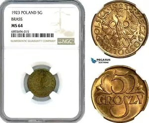 AJ861�A�|�[�����h�A5 Groszy 1923�A�^�J�A�����V���������ǁANGC MS64