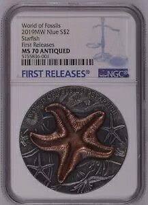 NGC MS70 FR �j�E�G 2019 World of Fossils Starfish �A���e�B�[�N �V���o�[ �R�C�� 2�I���X