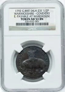 �E�H���b�N�V���[ �R�x���g���[ 1792 D&H-231 1/2 d �R���h�� �g�[�N�� NGC MS 53 - ���f�B �S�f�B�o!