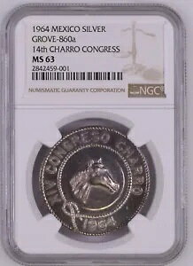 1964 ���L�V�R �V���o�[ ���_�� �O���[�u 860a �� 14 �� CHARRO �R���O���X NGC MS63 �g�b�v�|�b�v!!!