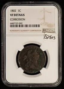 1802 1c �h���[�v �o�X�g ���[�W �Z���g - NGC VF �f�b�c - SKU-B2803