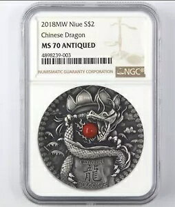 NGC MS70 2018 �j�E�G �`���C�j�[�Y �h���S�� 2OZ �A���e�B�[�N �V���o�[ �R�C�� �R�[�����t��