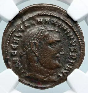 MAXIMINUS II DAIA �{���̌Ñ� 310AD Follis Roman Coin w GENIUS NGC i89415
