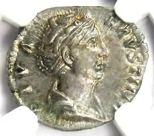 ファウスティナ シニア AR デナリウス シルバー ピーコック コイン 138-40 AD - NGC AU - 5/5 表面