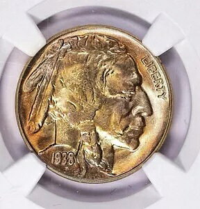 1938 D/S バッファロー ニッケル NGC MS66 魅力的なトーンの FS-512 ホルダーなし