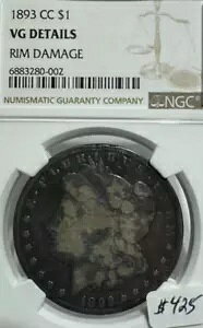 1893 CC ���[�K�� �V���o�[ �h�� $1 NGC VG �ڍ� ���� �_���[�W 002