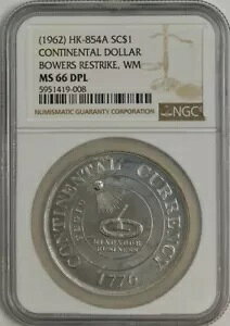 (1962) HK-854A SC $1 �R���`�l���^�� �h�� �o�E���[�Y ���X�g���C�N WM MS66 DPL NGC 944659-1