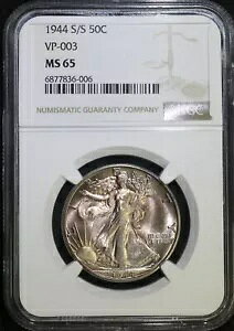 1944 S/S 50c VP-003 �E�H�[�L���O ���o�e�B �V���o�[ �n�[�t�_���[ NGC MS65 �W�F�� BU RPM