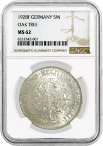 1928 F 5 �}�[�N �V���o�[ �h�C�c ���C�}�[�����a�� �I�[�N �c���[ NGC MS62 ������